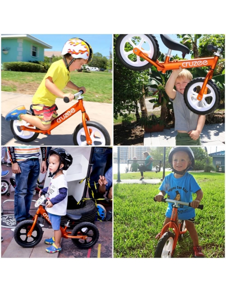 Rowerek biegowy Cruzee 12 SAFE pomarańczowy białe koła