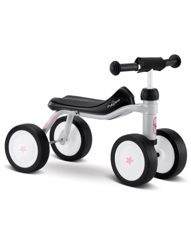 Jeździk rowerek czterokołowy Puky Pukylino jasnoszary z naklejkami i osłoną kierownicy