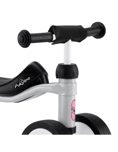 Jeździk rowerek czterokołowy Puky Pukylino jasnoszary z naklejkami i osłoną kierownicy