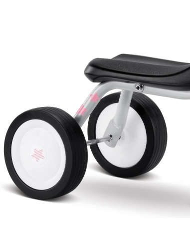 Jeździk rowerek czterokołowy Puky Pukylino jasnoszary z naklejkami i osłoną kierownicy