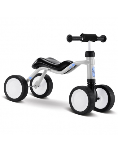 Jeździk rowerek czterokołowy Puky Wutsch jasnoszary z naklejkami i osłoną kierownicy