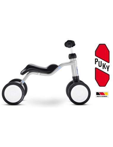 Jeździk rowerek czterokołowy Puky Wutsch jasnoszary z naklejkami i osłoną kierownicy
