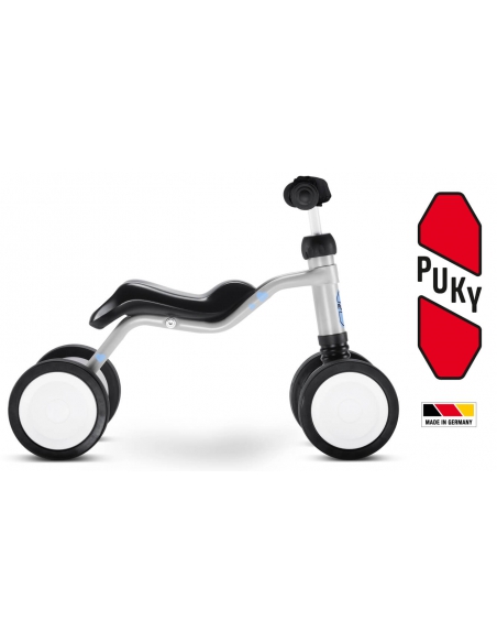 Jeździk rowerek czterokołowy Puky Wutsch jasnoszary z naklejkami i osłoną kierownicy
