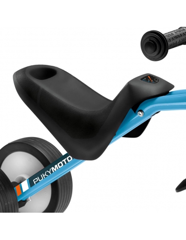 Jeździk rowerek trójkołowy PUKYmoto niebieski z osłoną kierownicy