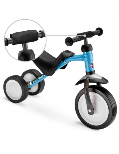 Jeździk rowerek trójkołowy PUKYmoto niebieski z osłoną kierownicy