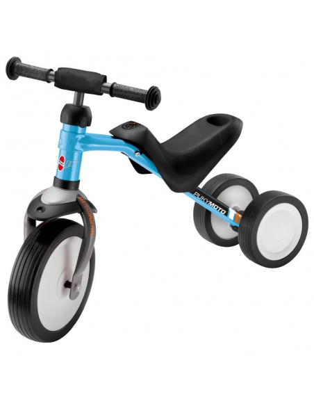 Jeździk rowerek trójkołowy PUKYmoto niebieski z osłoną kierownicy