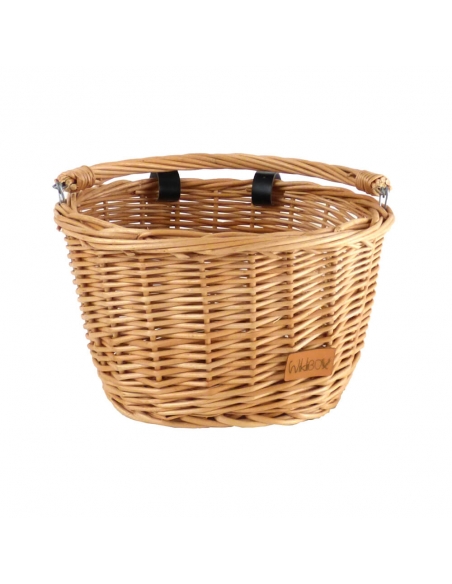 Naturalny wiklinowy koszyczek na rower dziecięcy (mocowany na paski)