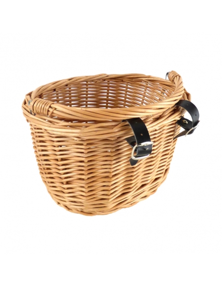 Naturalny wiklinowy koszyczek na rower dziecięcy (mocowany na paski)