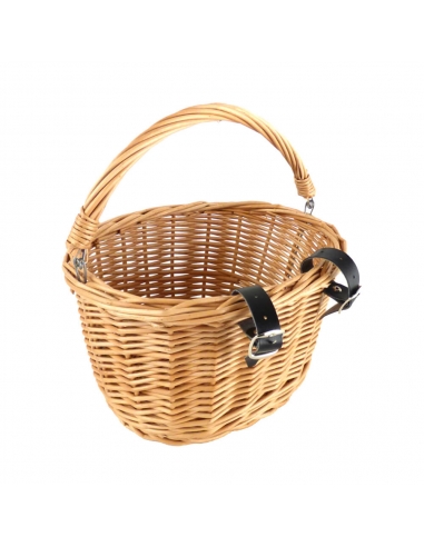 Naturalny wiklinowy koszyczek na rower dziecięcy (mocowany na paski)