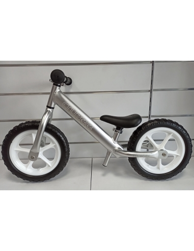 Rowerek biegowy Cruzee 12 srebrny białe koła