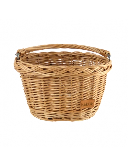 Naturalny wiklinowy koszyk na rower dziecięcy (mocowany na haki)
