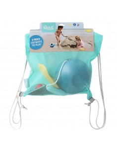 Zestaw plażowych zabawek w worku Quut Mini Ballo + Cuppi + Magic Shapers Heart