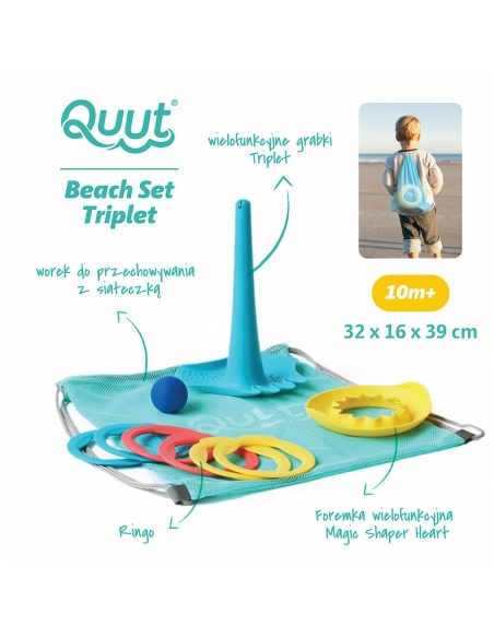 Zestaw plażowych zabawek w worku Quut Triplet + Ringo + Magic Sharpers Sun