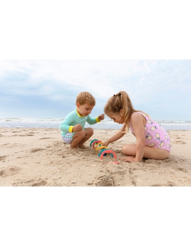 Zestaw plażowych zabawek w worku Quut Triplet + Ringo + Magic Sharpers Sun