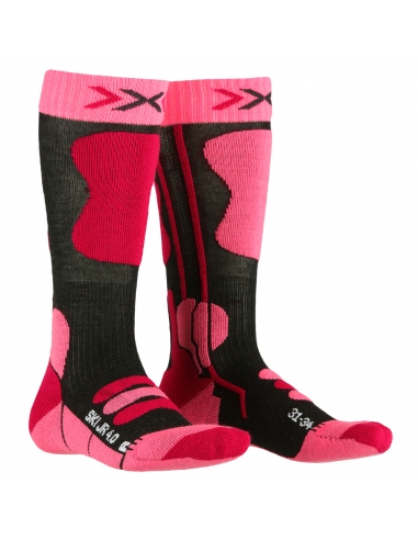 X-Socks Ski Junior 4.0 Anthracite Melange/Magnolia Chaussettes de ski enfant  : Snowleader