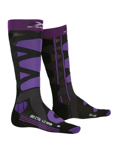 Skarpety narciarskie dla kobiet X-Socks SKI CONTROL WOMEN 4.0 Charcoal Melange/Purple Skarpety narciarskie dla kobiet X-Socks SKI CONTROL WOMEN 4.0 Charcoal Melange/Purple
