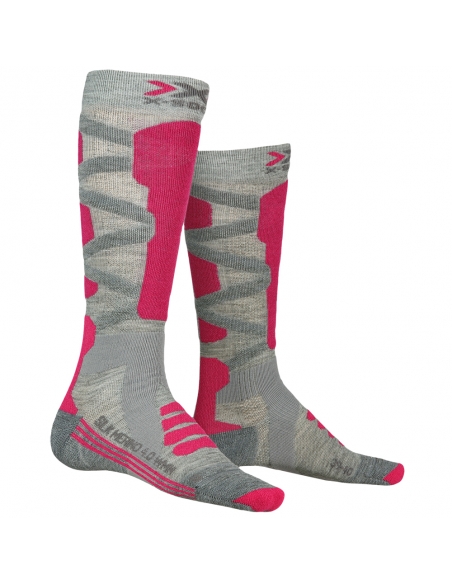 Skarpety narciarskie X-Socks SKI SILK MERINO WOMEN 4.0 Grey Melange/Pink