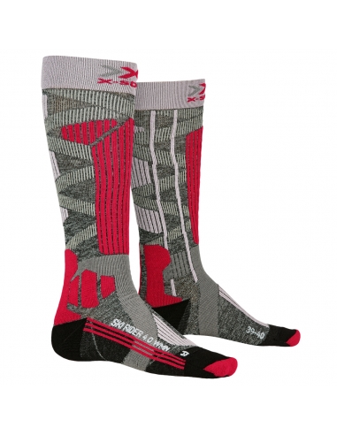 Skarpety narciarskie dla kobiet X-Socks SKI RIDER WOMEN 4.0 Stone Grey Melange/Pink
