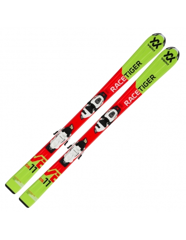 Dziecięce narty Voelkl Racetiger Junior Red wraz z wiązaniami Marker 4.5 vMotion JR