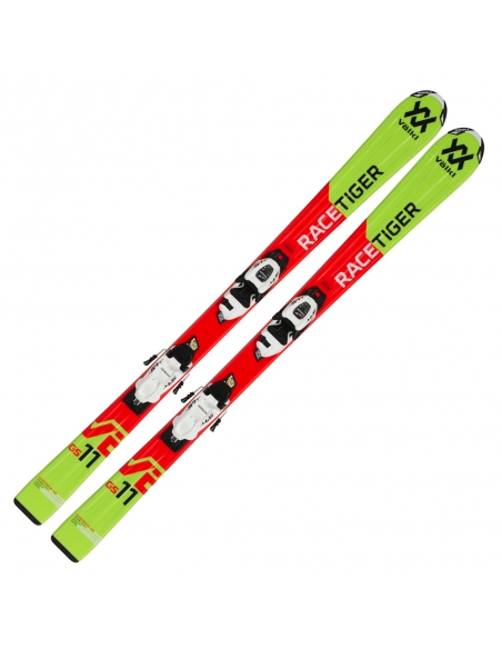 Dziecięce narty Voelkl Racetiger Junior Red wraz z wiązaniami Marker 4.5 vMotion JR