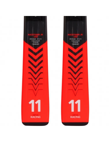 Dziecięce narty Voelkl Racetiger Junior Red wraz z wiązaniami Marker 4.5 vMotion JR 2021/22