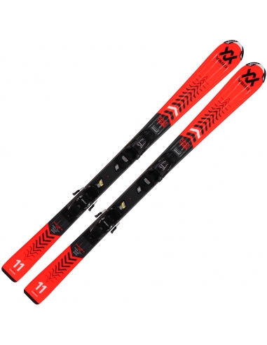 Dziecięce narty Voelkl Racetiger Junior Red wraz z wiązaniami Marker 4.5 vMotion JR 2021/22