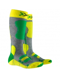 Skarpety narciarskie X-Socks SKI JUNIOR 4.0 Mid Grey Melange/Green/Phyton Yellow
