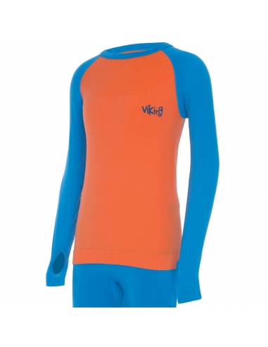 Bielizna termoaktywna dla dzieci (koszulka + getry) Viking ARATA pomarańczowo-niebieska