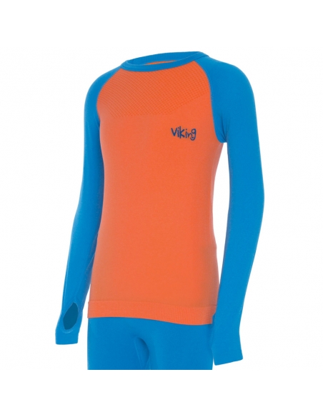 Bielizna termoaktywna dla dzieci (koszulka + getry) Viking ARATA pomarańczowo-niebieska