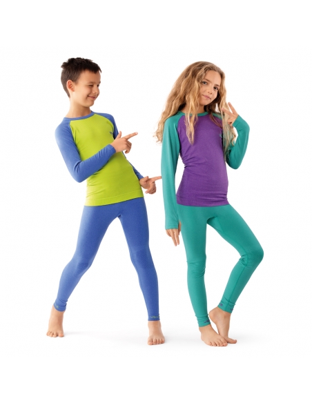 Bielizna termoaktywna dla dzieci (koszulka + getry) Viking ARATA fioletowo-zielona