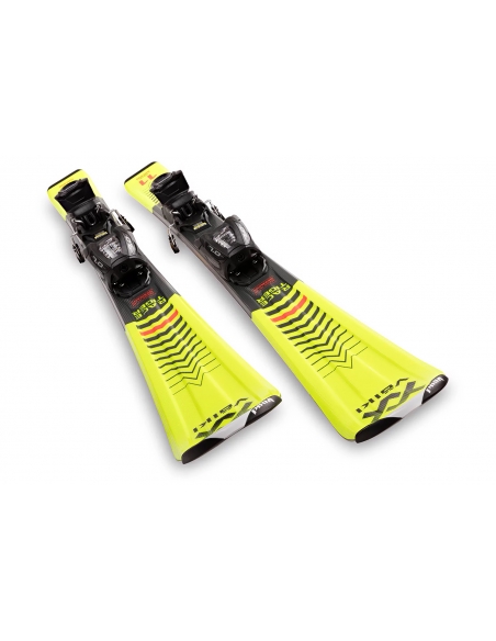 Dziecięce narty Voelkl Racetiger Junior Yellow wraz z wiązaniami Marker 4.5 vMotion JR 2021/22