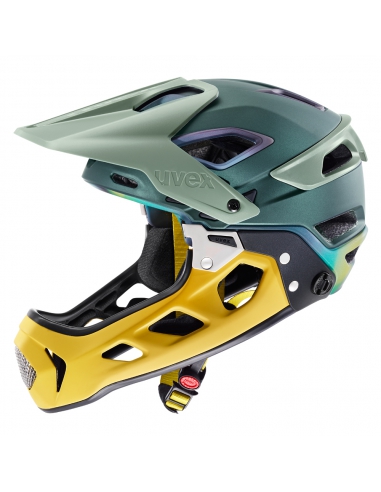 Kask rowerowy full-face Uvex Jakkyl HDE 2.0 Forest Mustard Mat (odpinana garda)