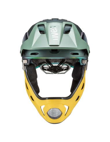Kask rowerowy full-face Uvex Jakkyl HDE 2.0 Forest Mustard Mat (odpinana garda)