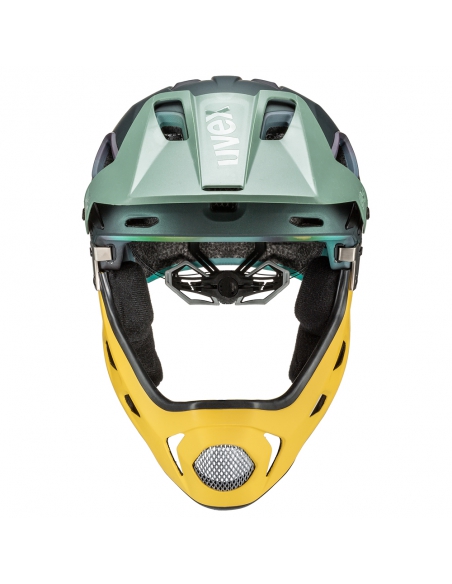 Kask rowerowy full-face Uvex Jakkyl HDE 2.0 Forest Mustard Mat (odpinana garda)
