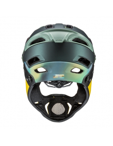 Kask rowerowy full-face Uvex Jakkyl HDE 2.0 Forest Mustard Mat (odpinana garda)