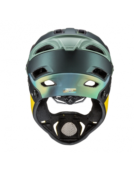 Kask rowerowy full-face Uvex Jakkyl HDE 2.0 Forest Mustard Mat (odpinana garda)