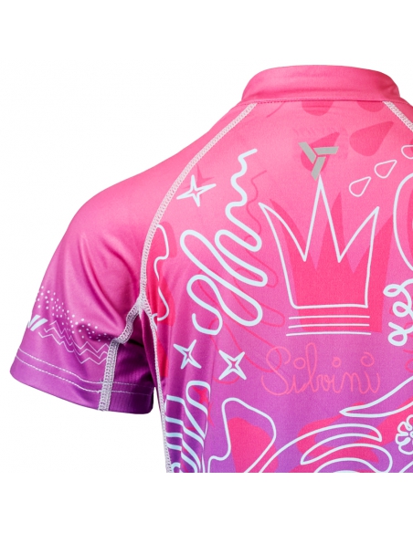 Koszulka rowerowa dziecięca Silvini KIDS SCRIVIA Fuchsia-Turquoise