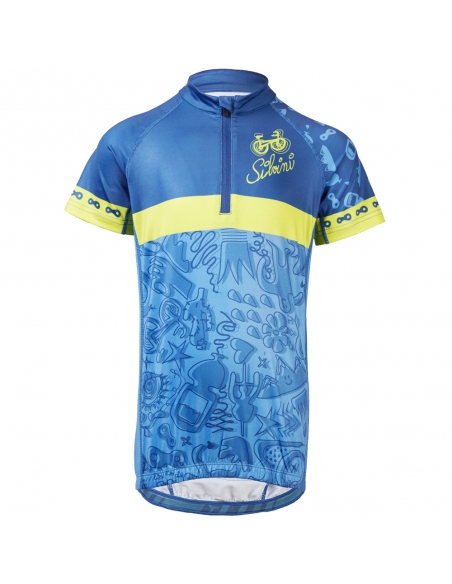 Koszulka rowerowa dziecięca Silvini Kids Scrivia Blue-Lime