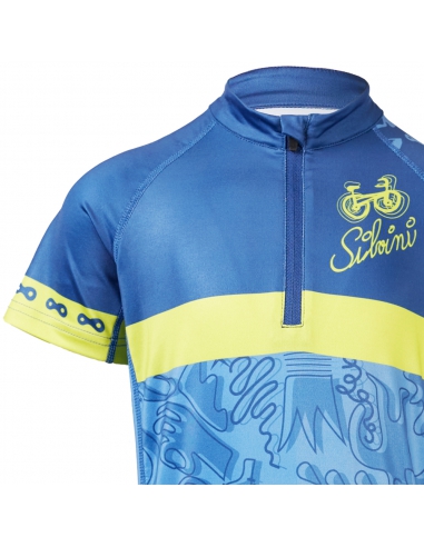 Koszulka rowerowa dziecięca Silvini Kids Scrivia Blue-Lime
