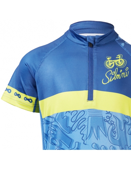 Koszulka rowerowa dziecięca Silvini Kids Scrivia Blue-Lime