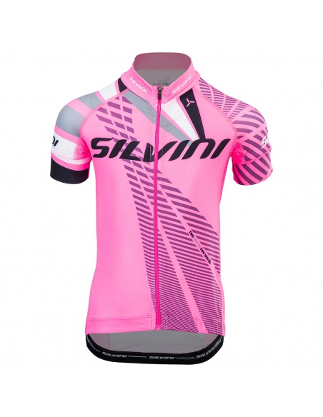 Koszulka rowerowa dziecięca Silvini Junior Team Pink-Cloud