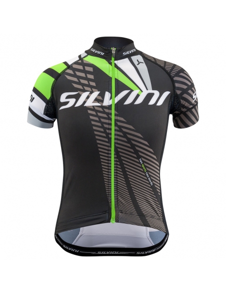 Koszulka rowerowa dziecięca Silvini Junior Team Black-Green