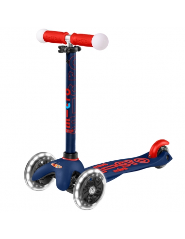 Trójkołowa hulajnoga Mini Micro Deluxe MAGIC LED Navy Blue (świecące koła i uchwyty)