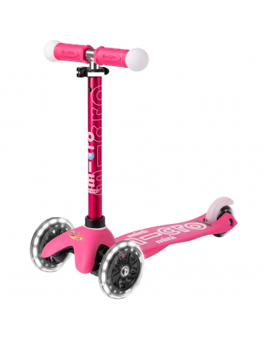 Trójkołowa hulajnoga Mini Micro Deluxe MAGIC LED Pink (świecące koła i uchwyty)