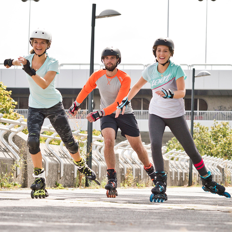 Zestaw damskich ochraniaczy na kolana, łokcie, nadgarstki K2 Performance Women Silver/Black/Blue