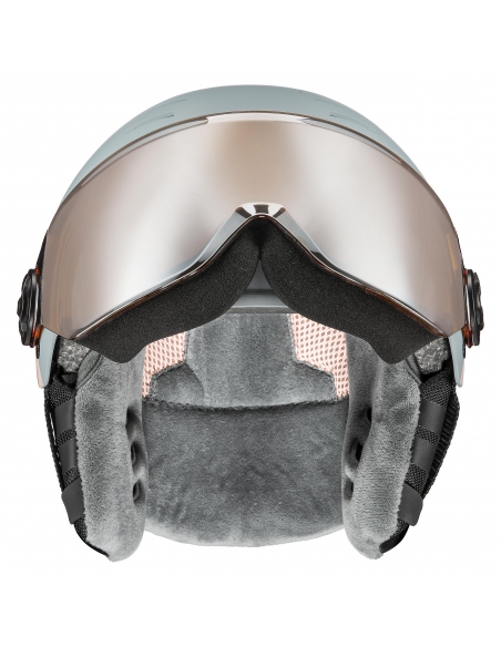 Kask narciarski Uvex Rocket Jr Visor Rhino–Blush Mat