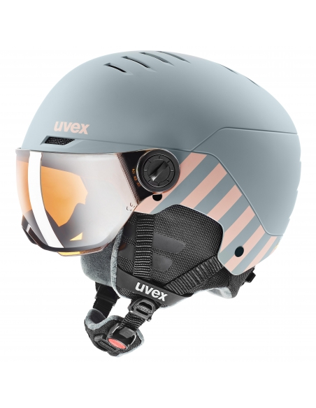 Kask narciarski Uvex Rocket Jr Visor Rhino–Blush Mat