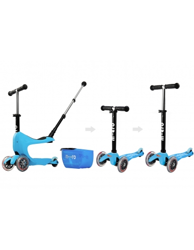Jeździk i Hulajnoga Micro Mini2go Deluxe Plus Blue (z drążkiem do pchania)