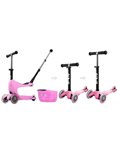 Jeździk i Hulajnoga Micro Mini2go Deluxe Plus Pink (z drążkiem do pchania)