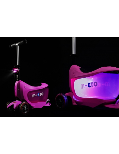 Jeździk i Hulajnoga Micro Mini2go Deluxe Plus Pink (z drążkiem do pchania)